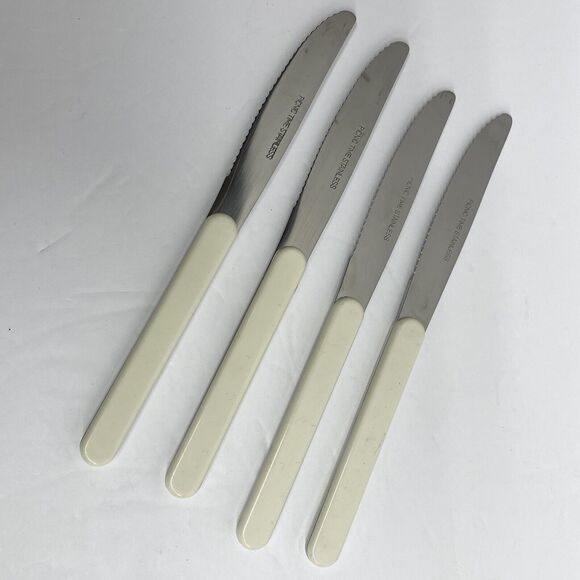 12 Pc. Picnic Time Flatware Silverware White Stainless Steel Dining Holiday - Picture 4 of 7